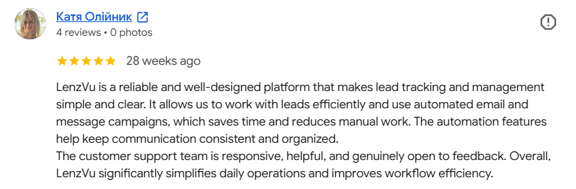 LenzVU client review 2